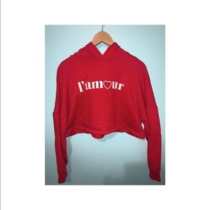 H&M Red Cropped Top Hoodie